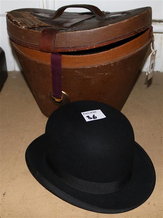 Top hat in case & bowler hat